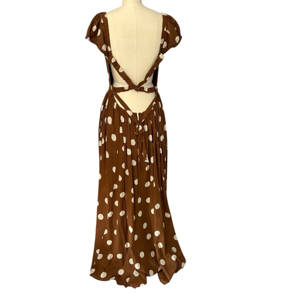Free People Brown Polka Dot Maxi Dress with White Dots - Picture 6 of 10